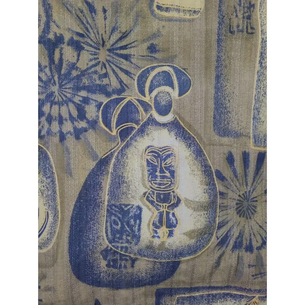 Tommy Bahama Relax Shirt‎ Men's Medium Silk Gold Blue Tiki Dugout Canoe Hawaiian